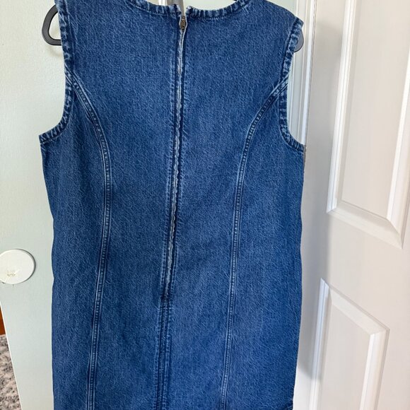 Abercrombie & Fitch Denim Shift Mini Dress Dark Wash - Picture 4 of 5